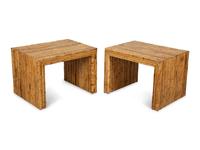 A Pair of Bamboo Veneered Parsons Tables — 20TH CENTURY