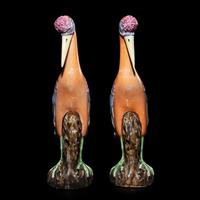 A Pair of Chinese Export Famille Rose Porcelain Cranes, Late Qing/Republic Period 晚清/民國 外銷廣彩瓷鶴一對