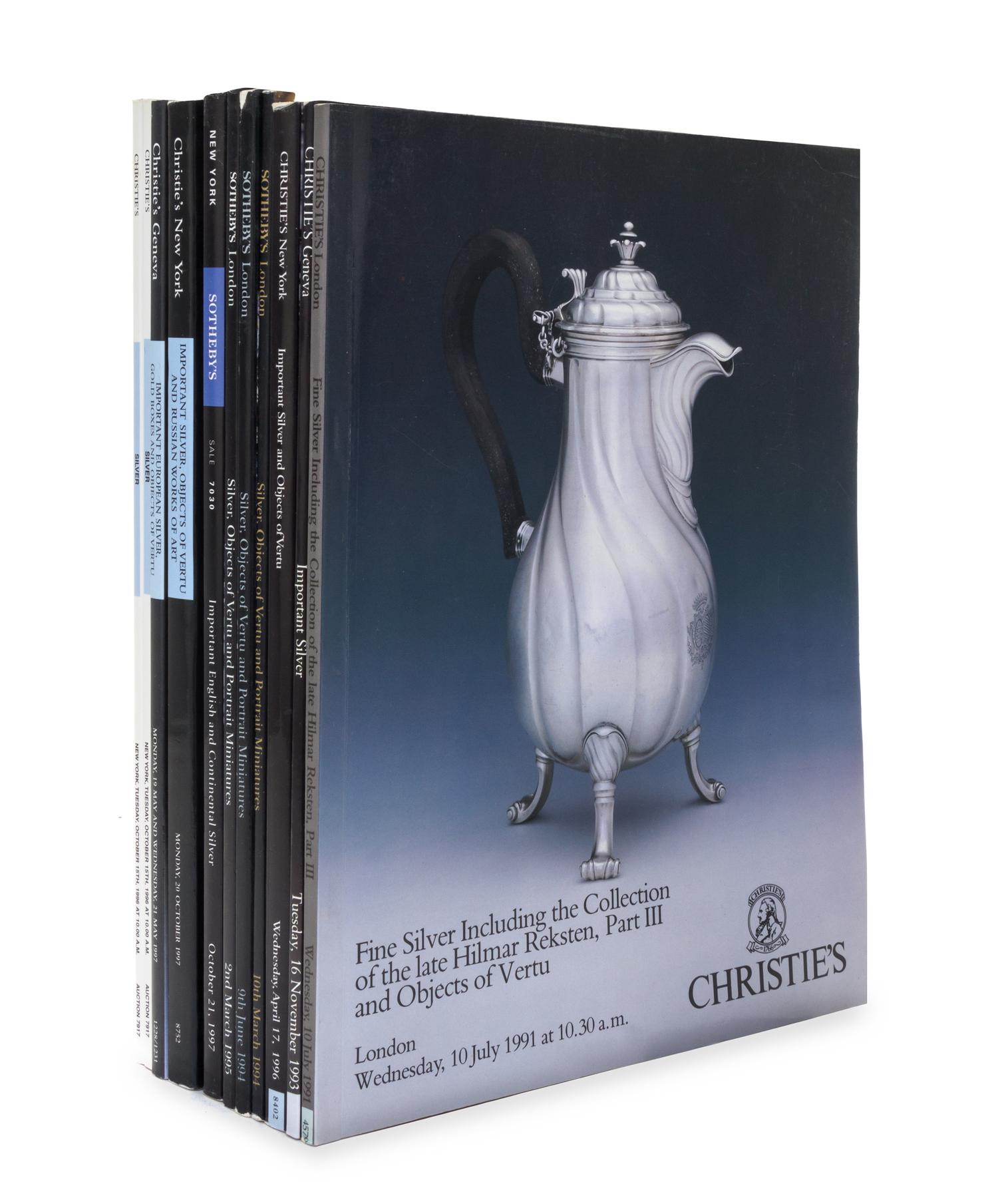 A Group of Thirty-Six Auction Catalogues Pertaining to Silver, , comprising 26 Christie's catalogues, 2 Leslie Hindman Auctioneers cata