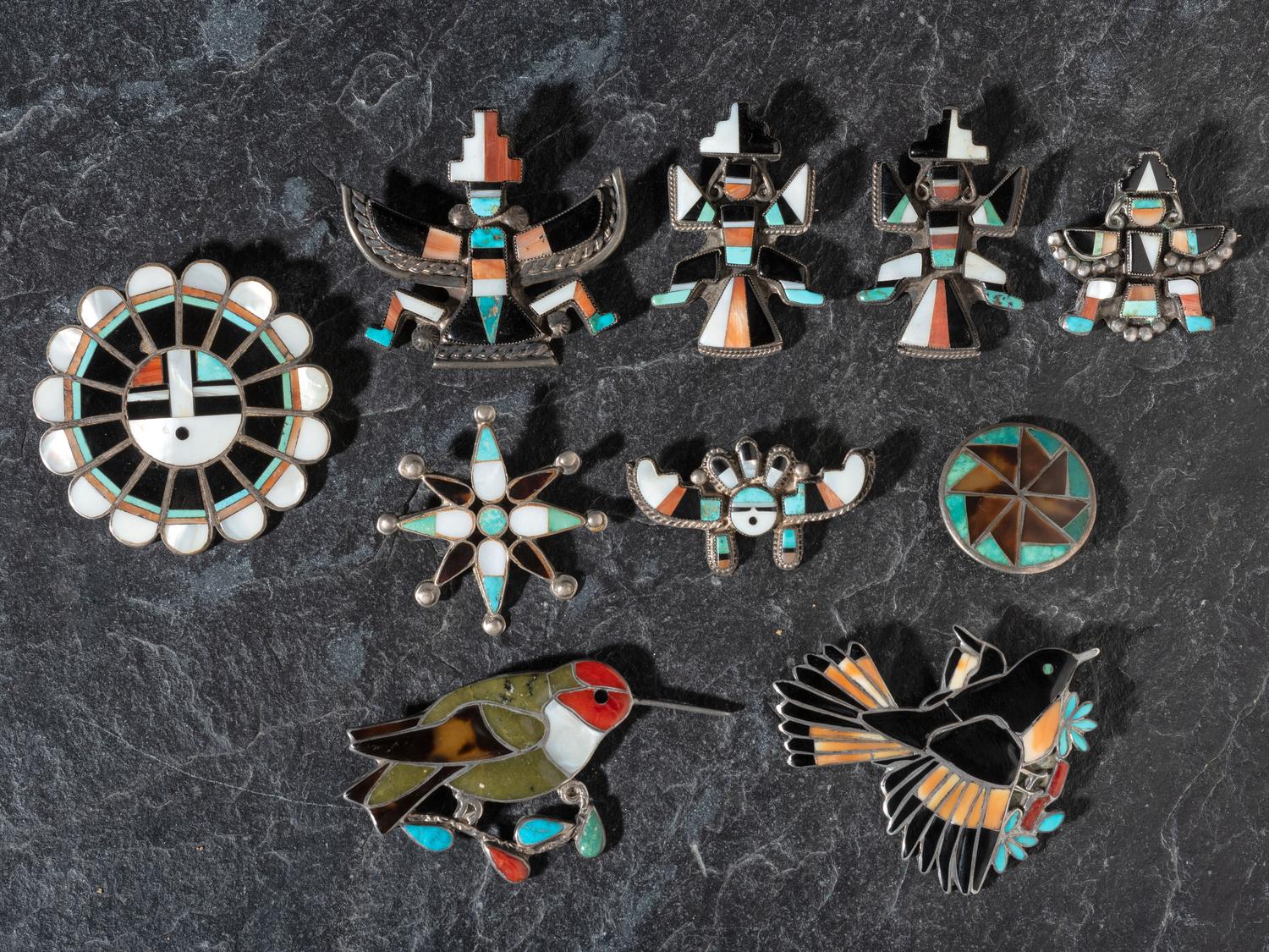 Zuni Mosaic Inlay Pins / Brooches