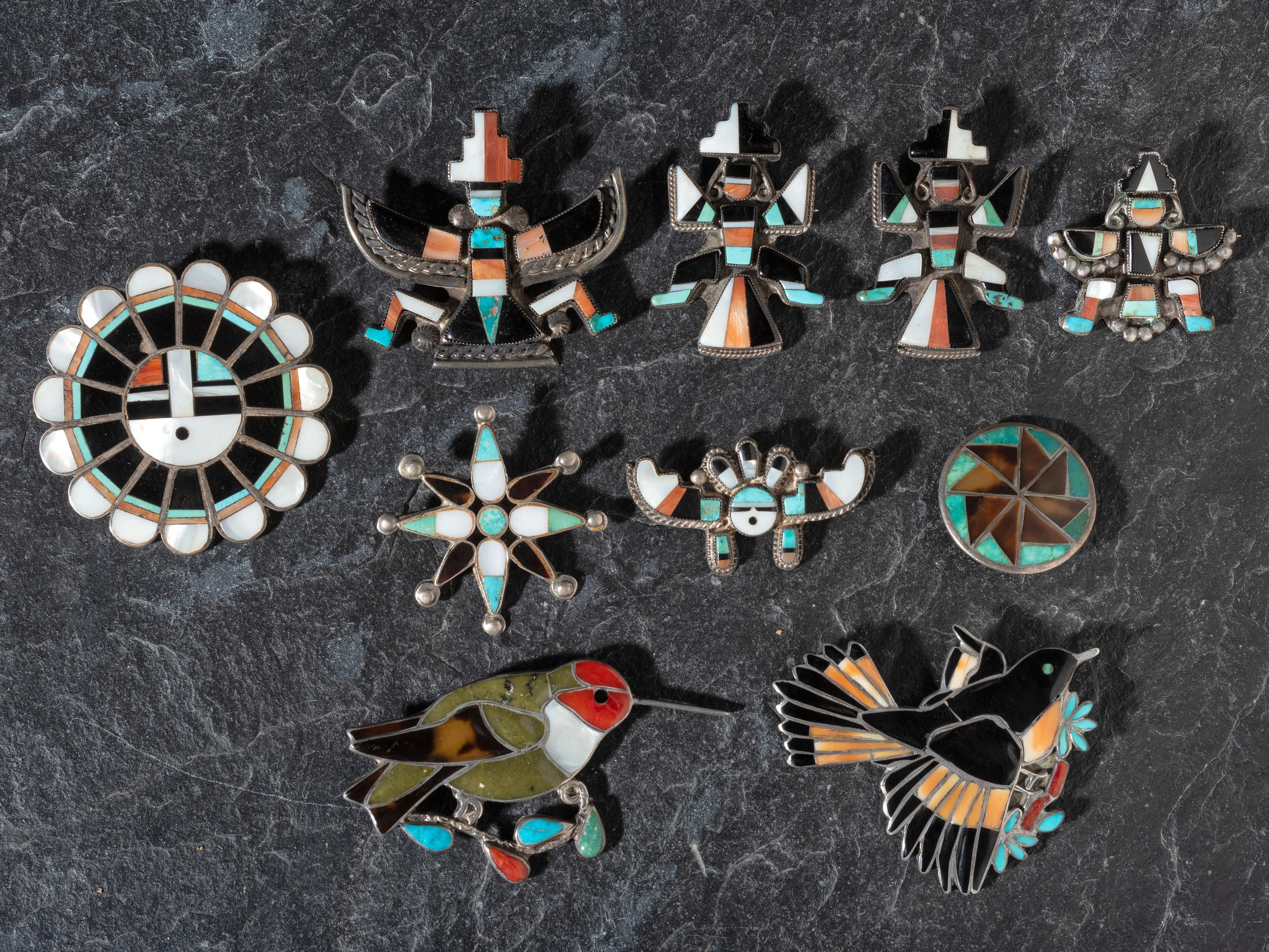 Zuni Mosaic Inlay Pins / Brooches