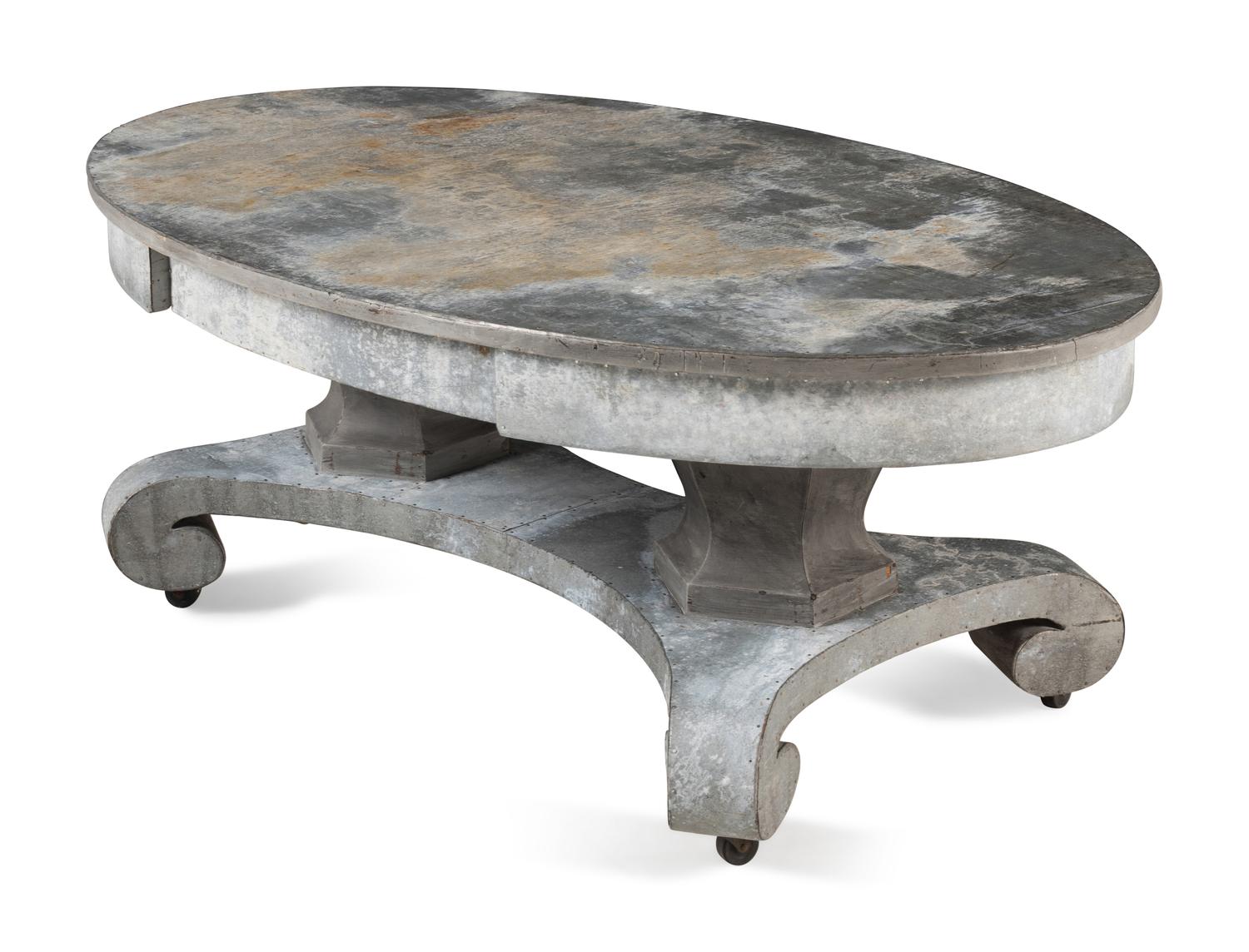 A Patinated Metal-Clad Low Table