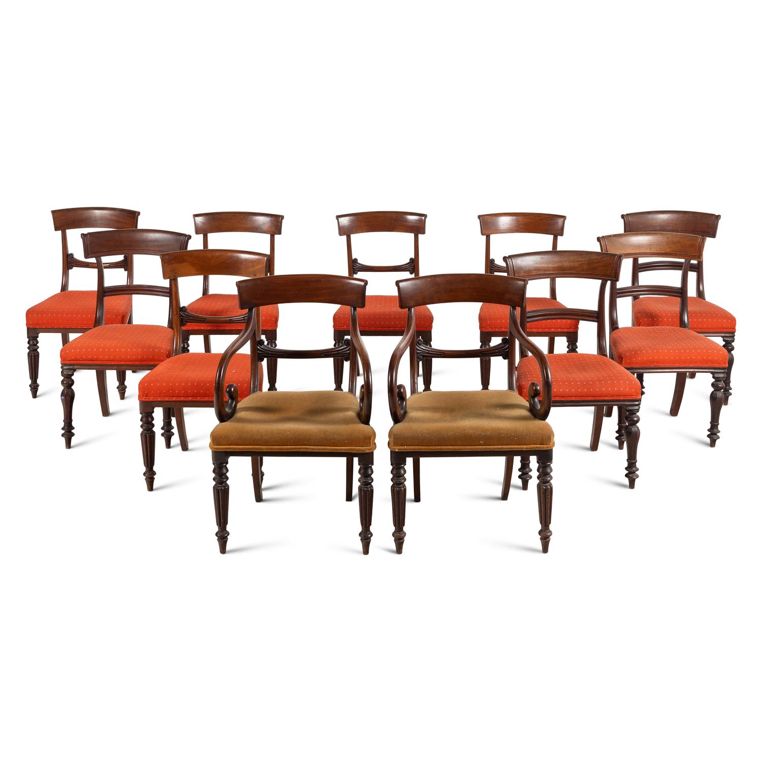 An Assembled Set of Eleven William IV Mahogany Dining Chairs