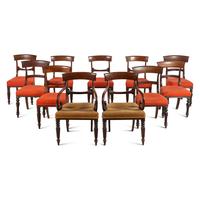 An Assembled Set of Eleven William IV Mahogany Dining Chairs