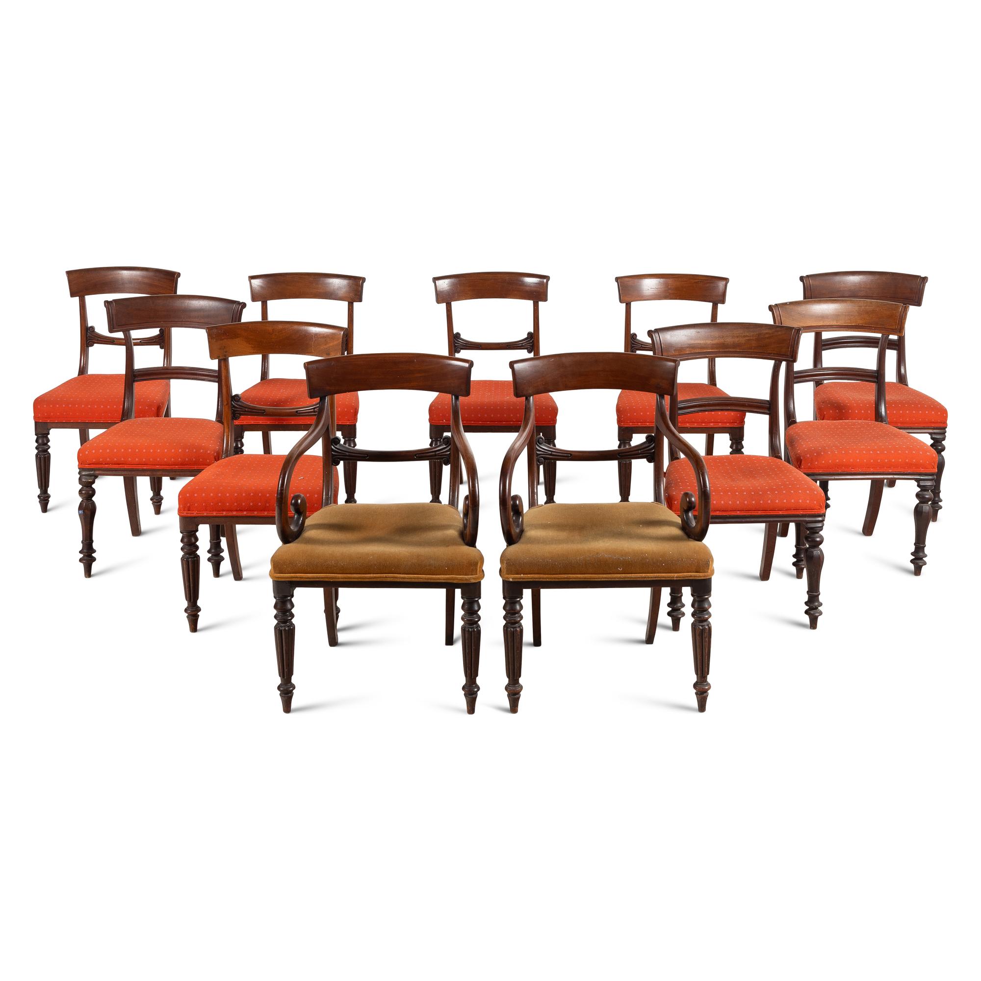 An Assembled Set of Eleven William IV Mahogany Dining Chairs