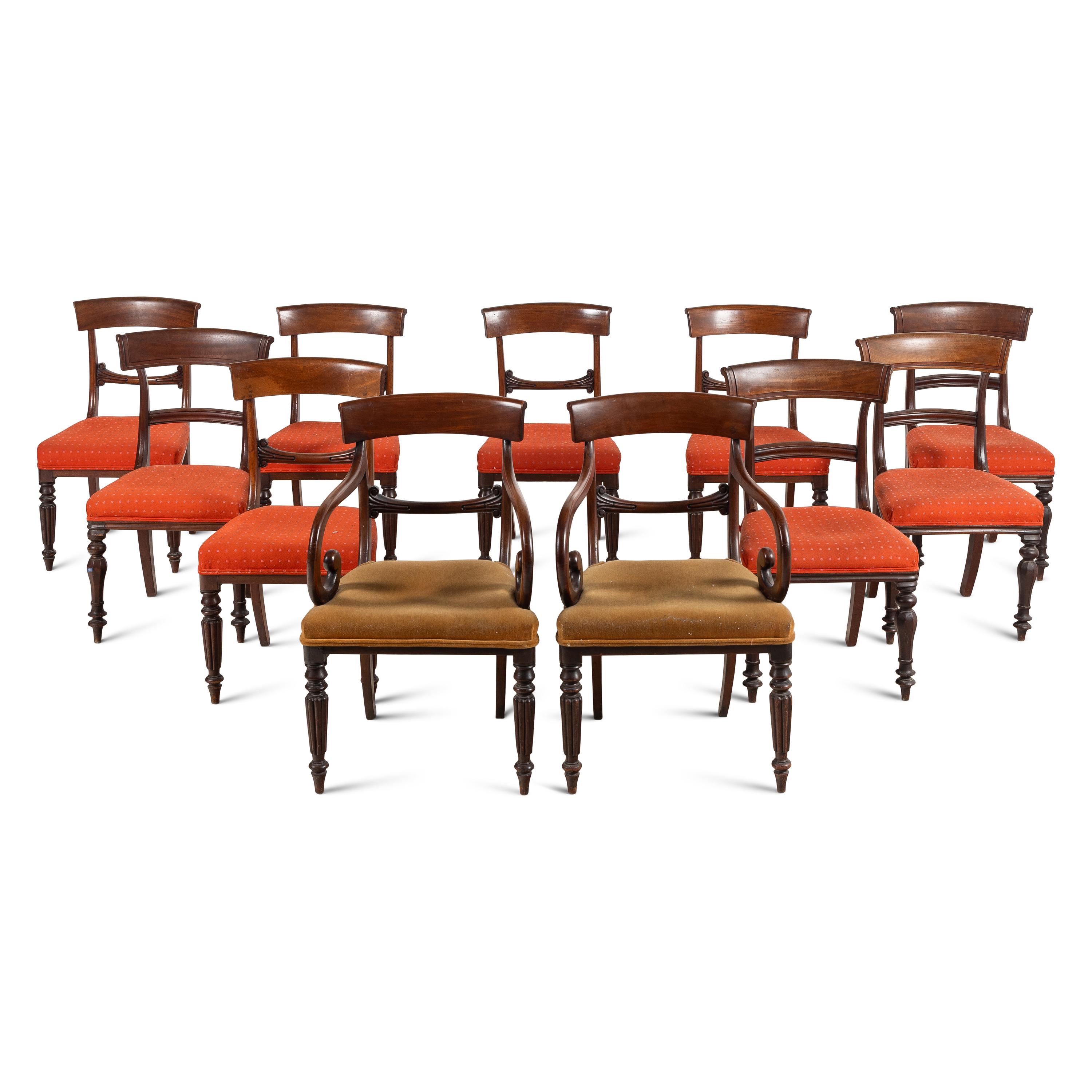 An Assembled Set of Eleven William IV Mahogany Dining Chairs