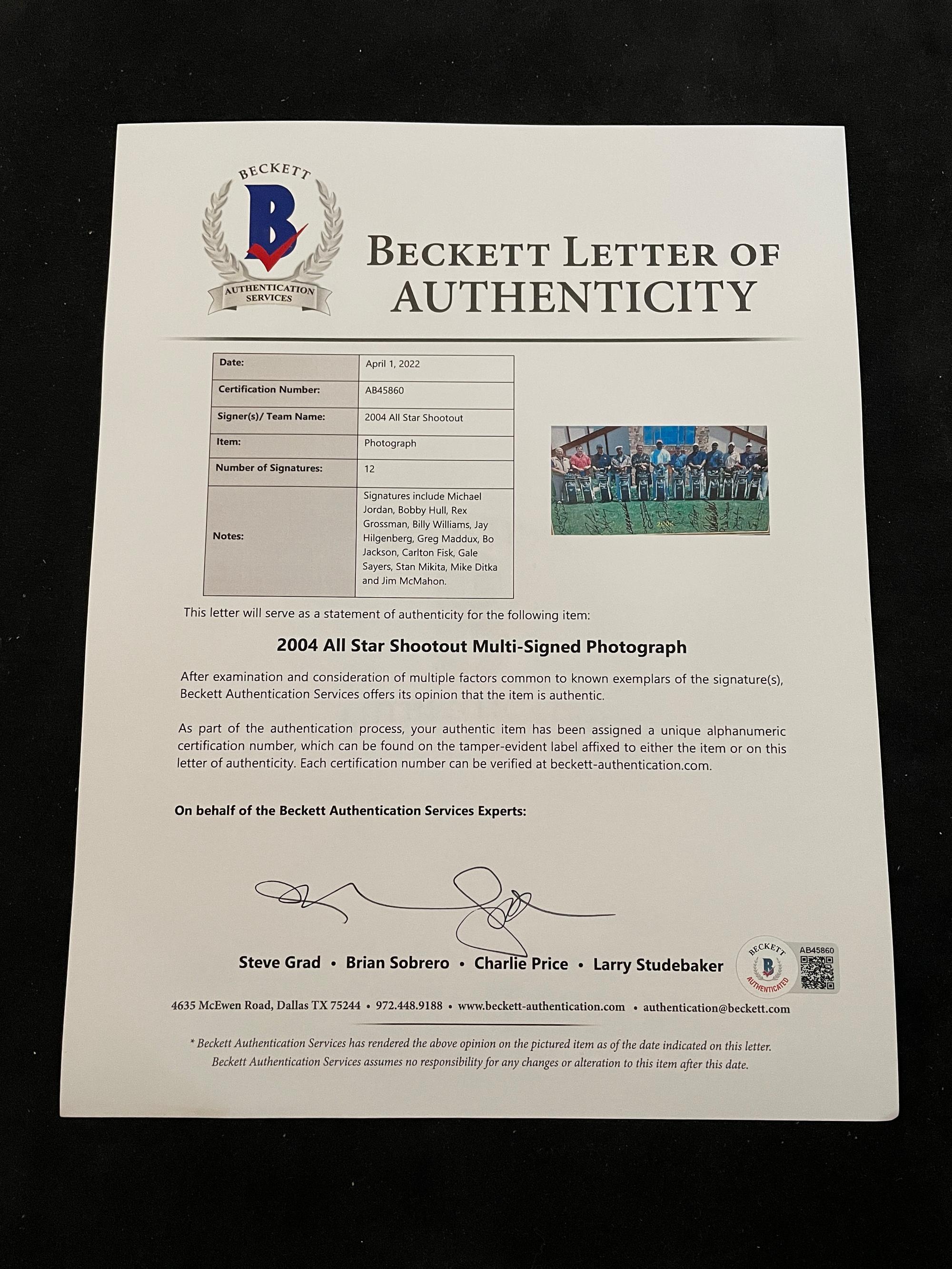 A 2004 Chrysler Golf Shootout Chicago Sports Stars Multi Signed Autograph Photo Including Michael Jordan (Beckett Authentication Services Letter BAS Certified),