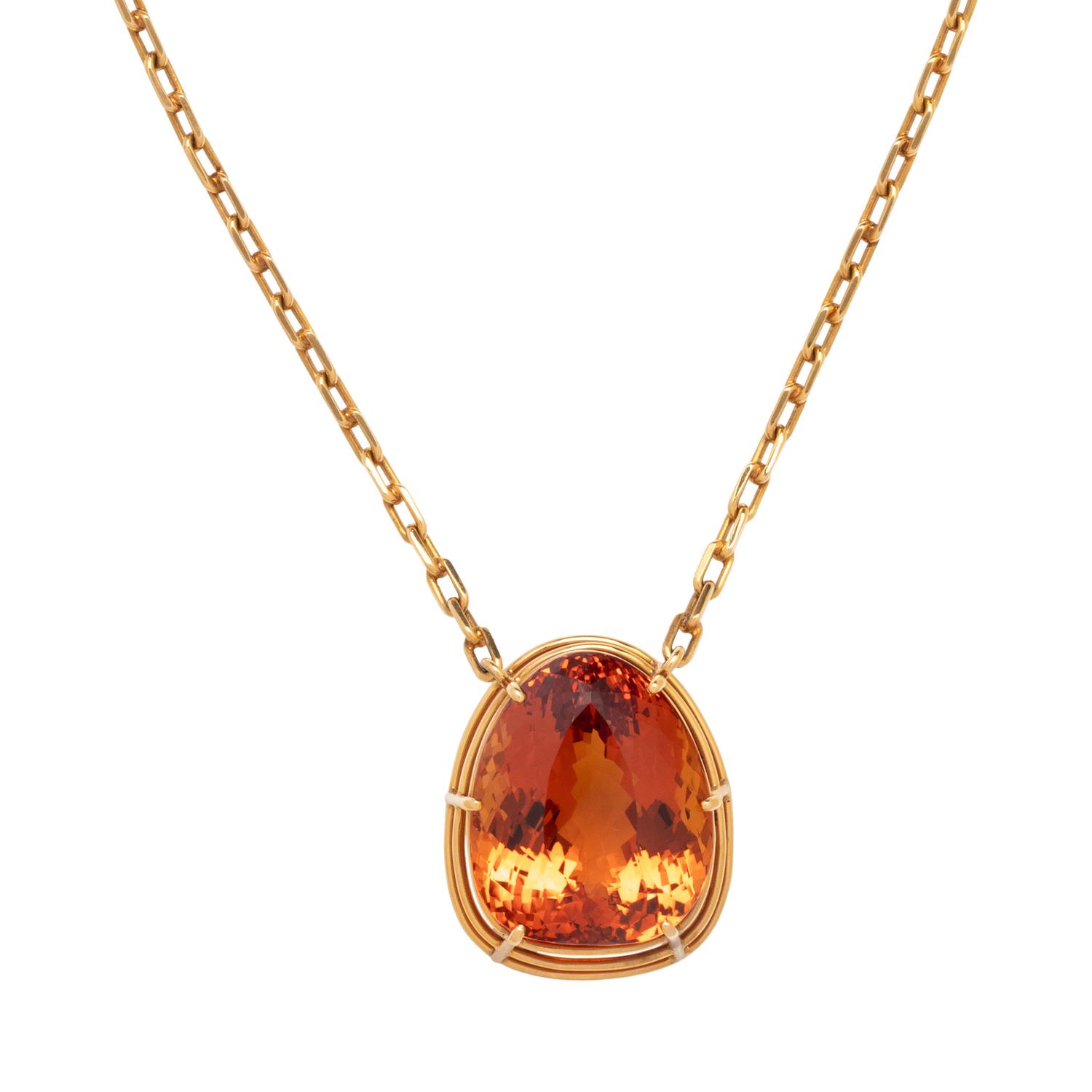 YELLOW GOLD AND TOPAZ NECKLACE