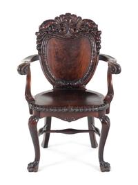 A Baroque Revival Carved Mahogany Armchair
