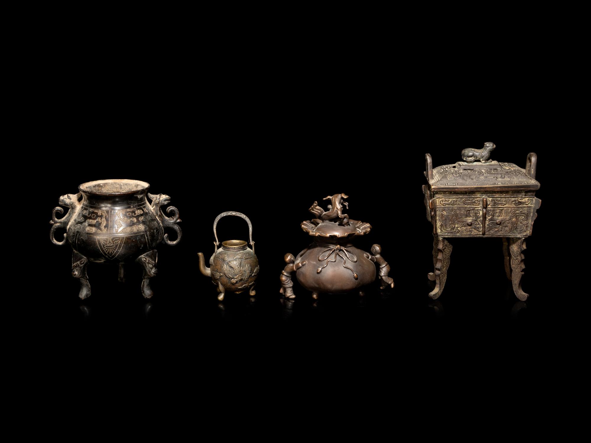 Nine Chinese Bronze Incense Wares