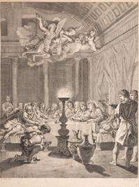 A group of five prints depicting religious scenery