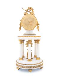 A French Gilt Bronze Mounted Marble Portico Clock