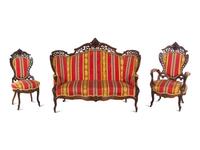 A Renaissance Revival Laminated and Carved Rosewood Three-Piece Parlor Suite