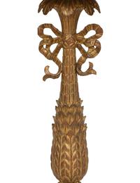 A Pair of XVI Style Carved Giltwood Lamps on Ebonized Pedestal Bases