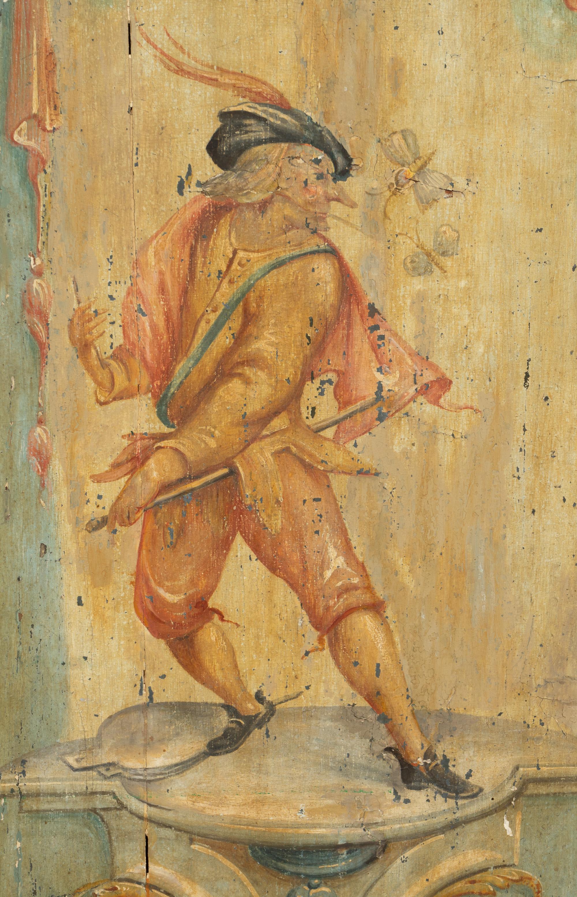 An Italian Baroque Style 'Commedia Dell'Arte' Painted Cabinet