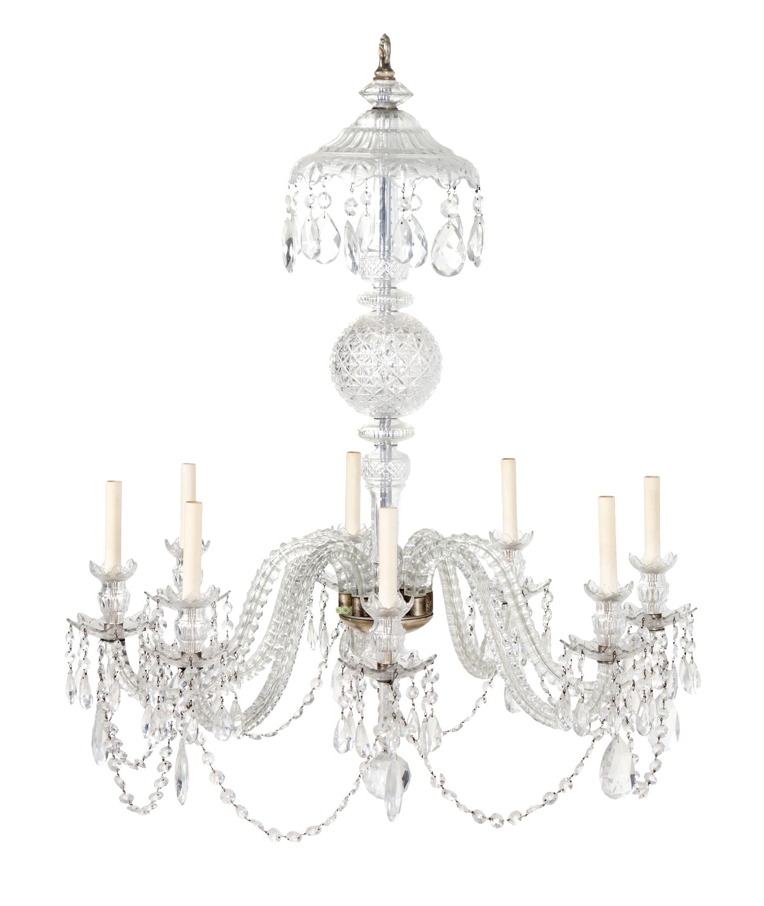 An English Cut Glass Eight-Light Chandelier