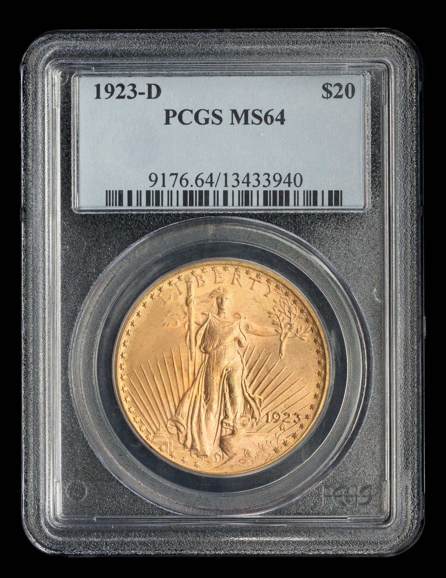 A United States 1923-D St. Gaudens $20 Gold Coin