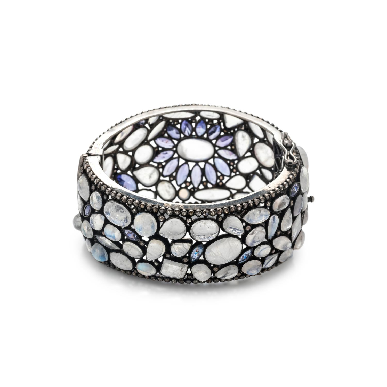 MOONSTONE, IOLITE and DIAMOND BANGLE BRACELET