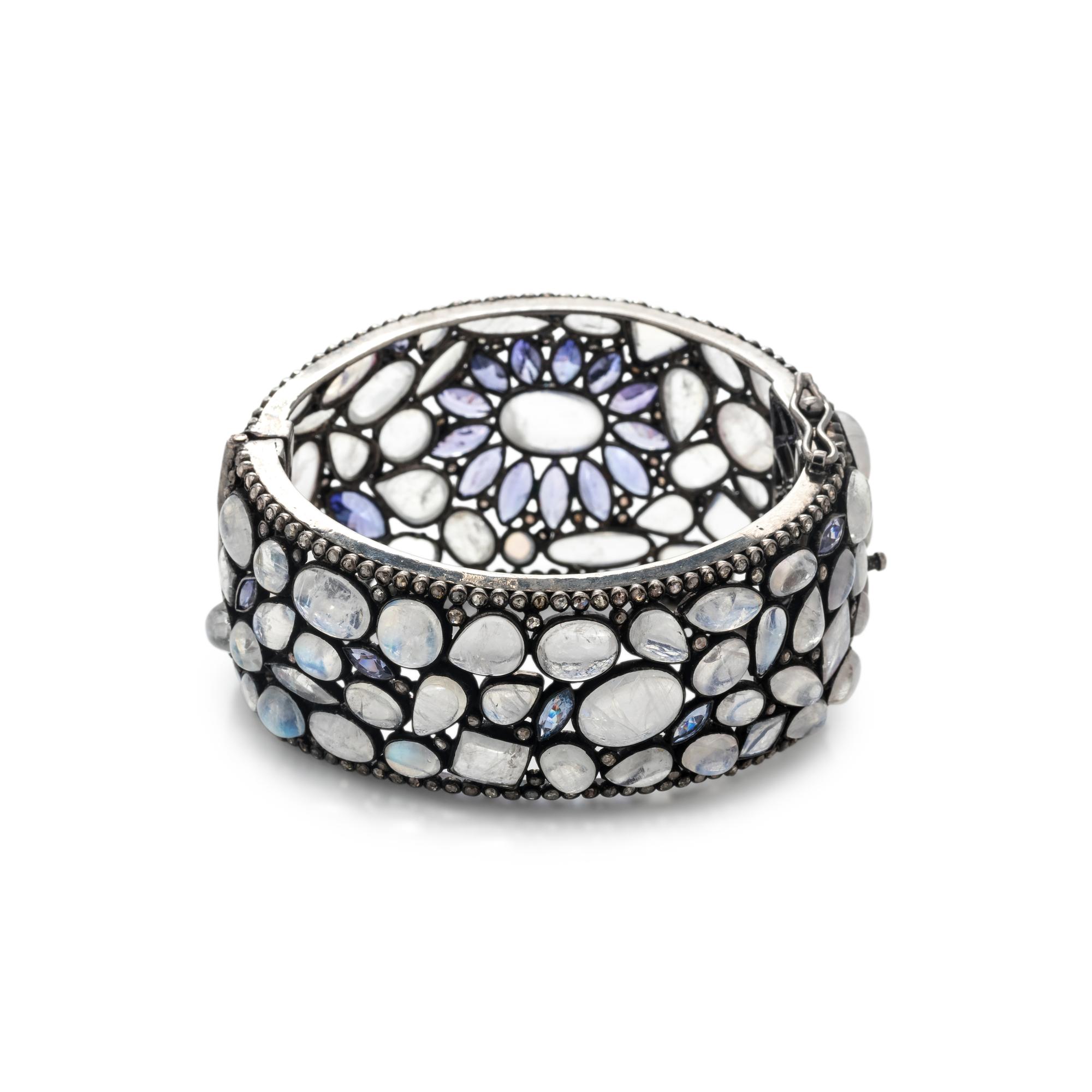 MOONSTONE, IOLITE and DIAMOND BANGLE BRACELET