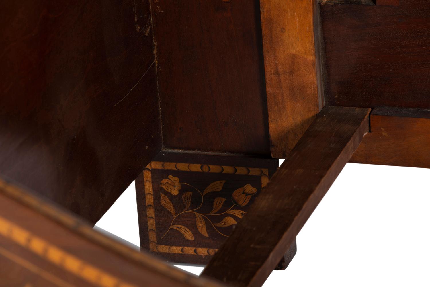 A Dutch Mahogany and Marquetry Sleigh Bed