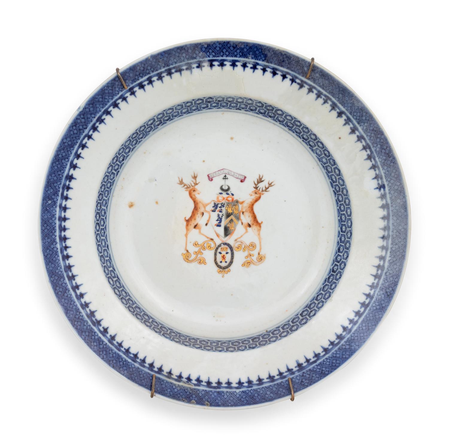 Seven Chinese Export Armorial Porcelain Plates