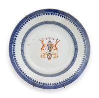 Seven Chinese Export Armorial Porcelain Plates
