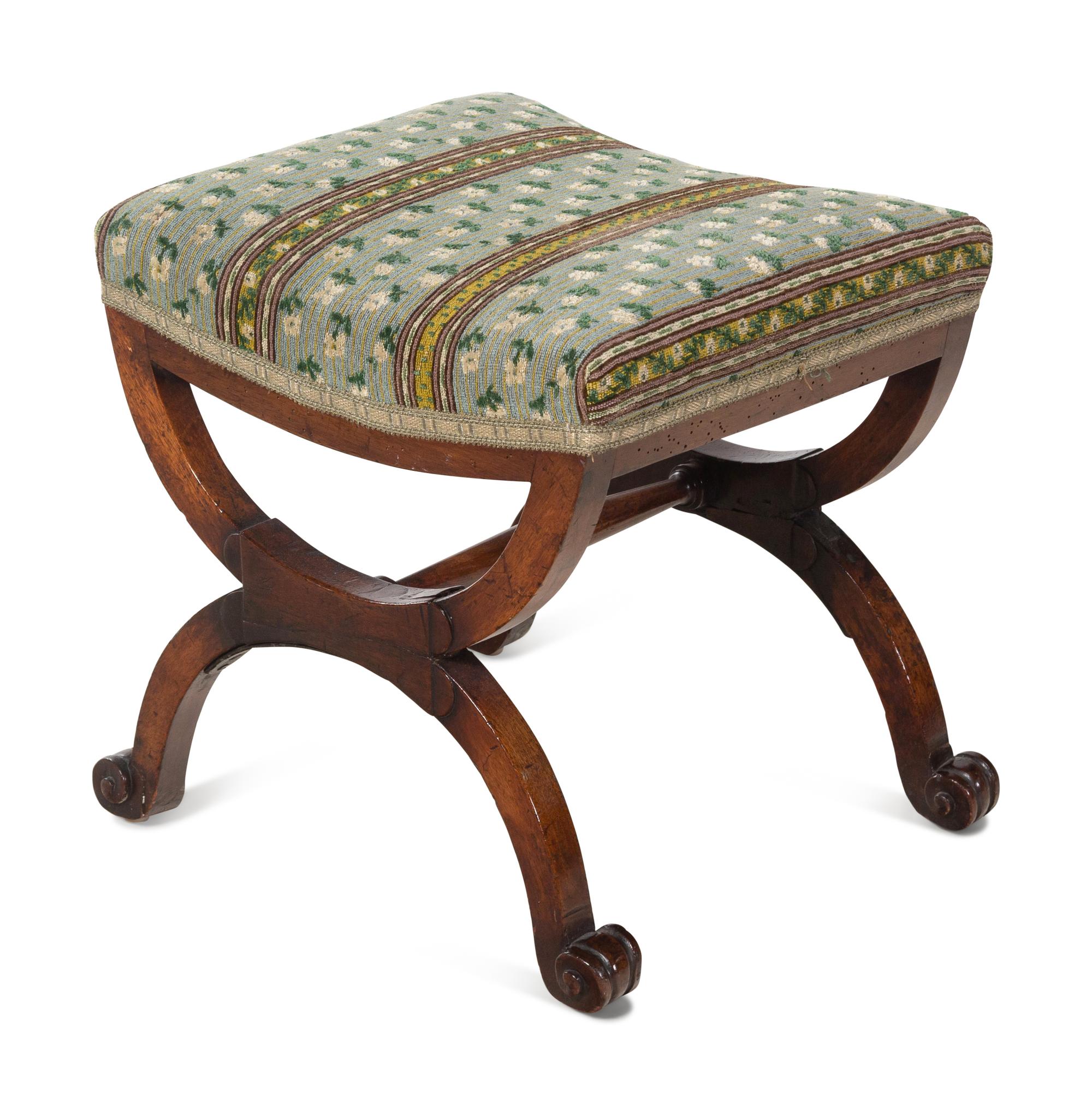 A Regency Curule Mahogany Stool