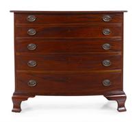 A Federal Figured Mahogany Bow-Front Chest of Drawers
