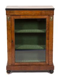 A French Empire Style Inlaid Walnut Bibliotheque Height 41 x width 29 1/2 x depth 12 1/4 inches. — 19TH CENTURY
