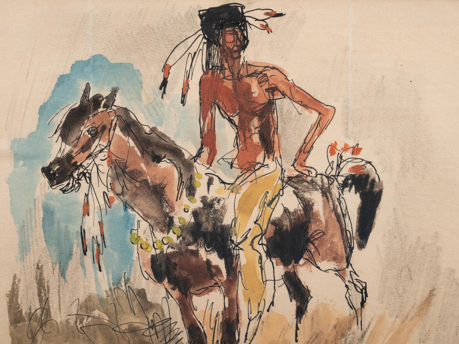 Indian Brave on Horseback