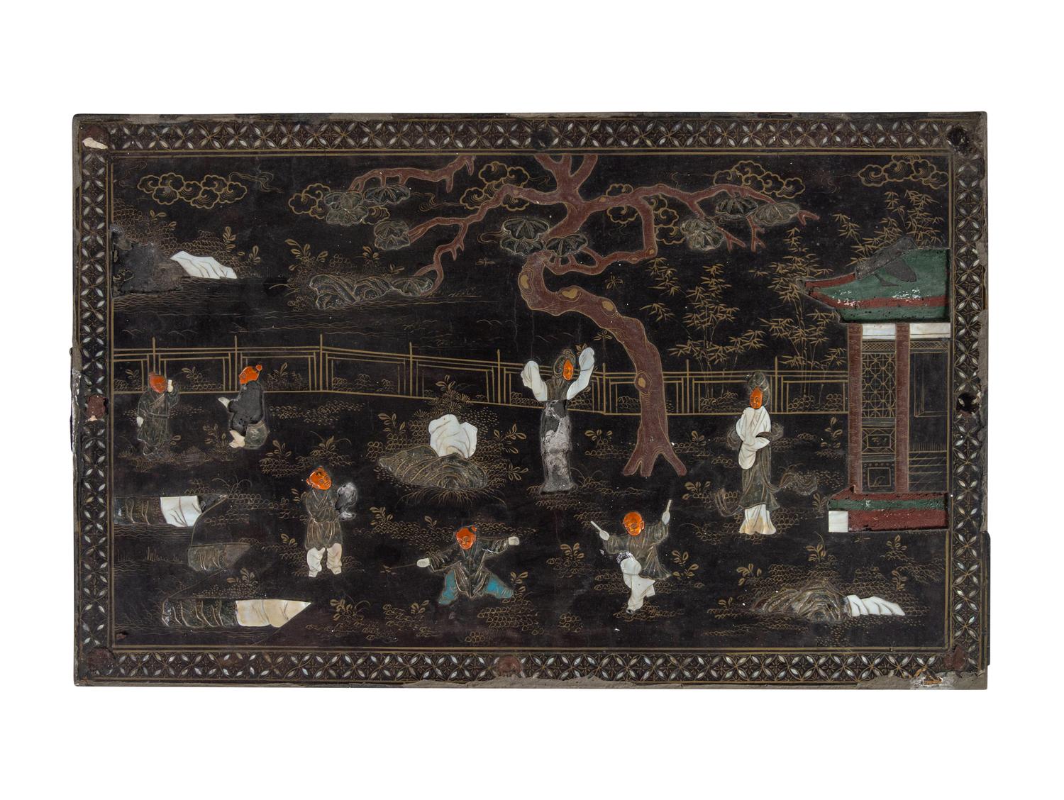 A Chinese Export Hardstone Inset Low Table