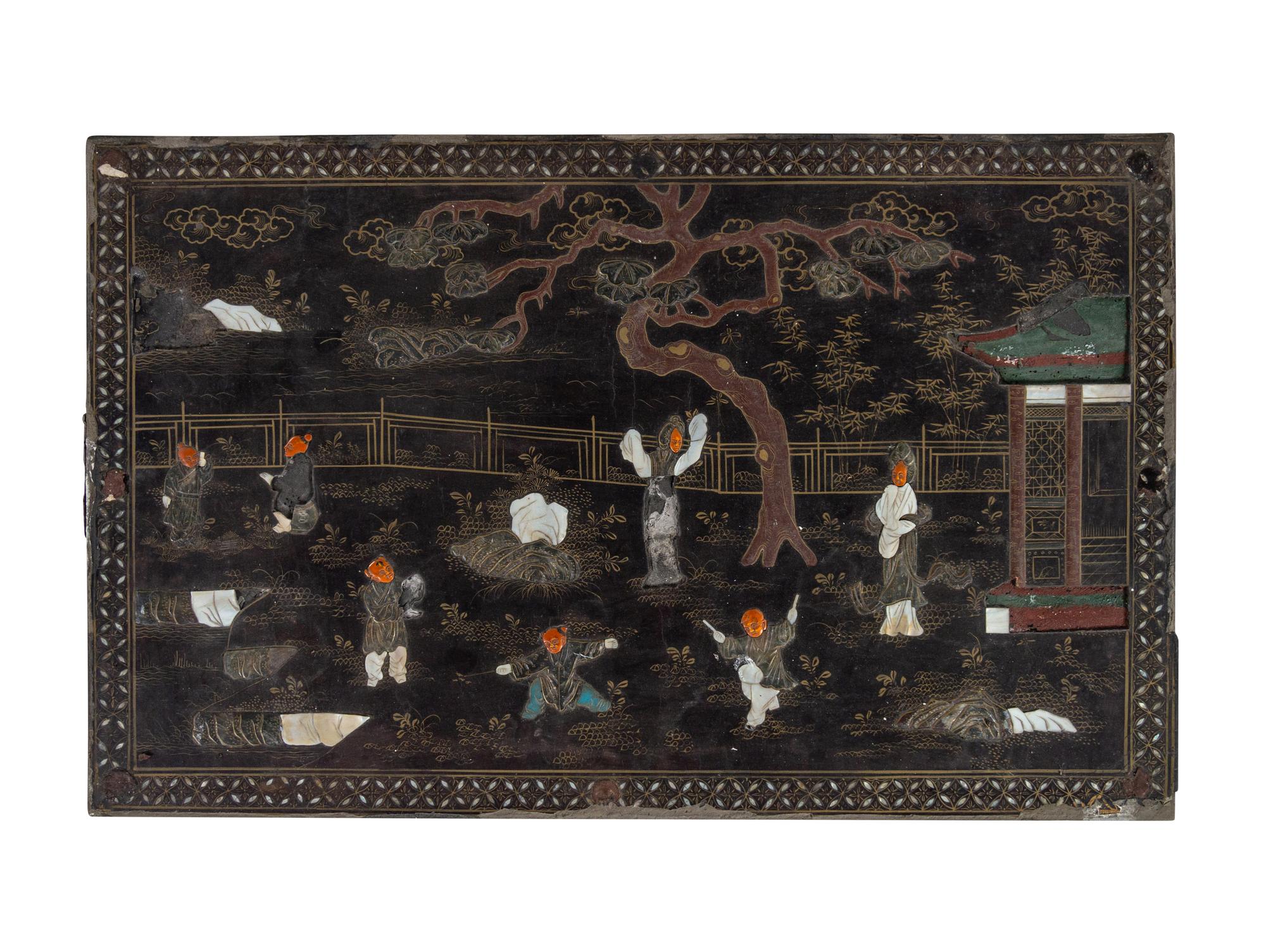 A Chinese Export Hardstone Inset Low Table