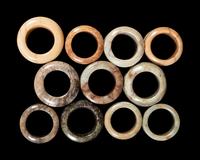 Eleven Jade and Hardstone Archer's Rings