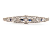 DIAMOND AND SYNTHETIC SAPPHIRE BROOCH