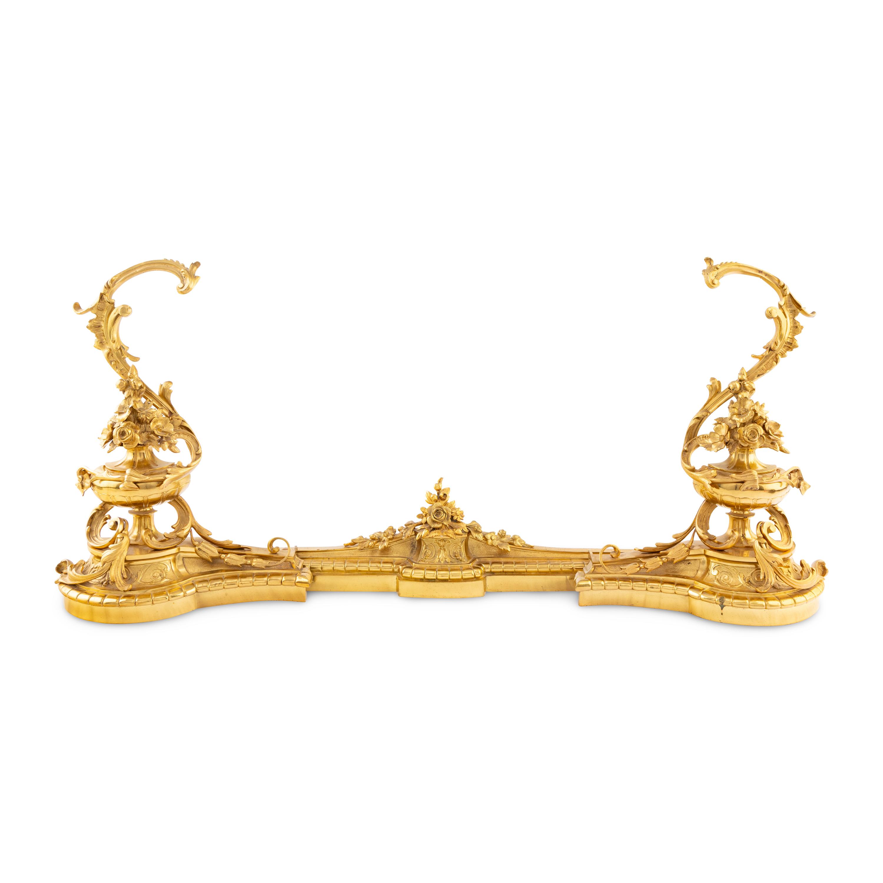 A Louis XV Style Gilt Bronze Fire Fender
