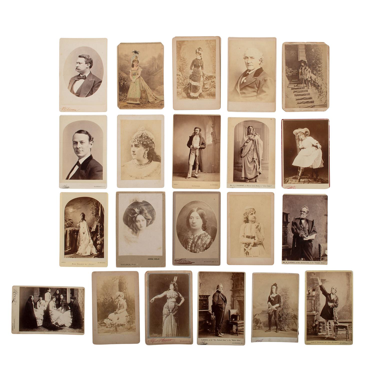 [Early Photography] Group of 56 Carte de Visites and Cabinet cards of 19th Century Performers incl. Lind, Mitchell, Keene