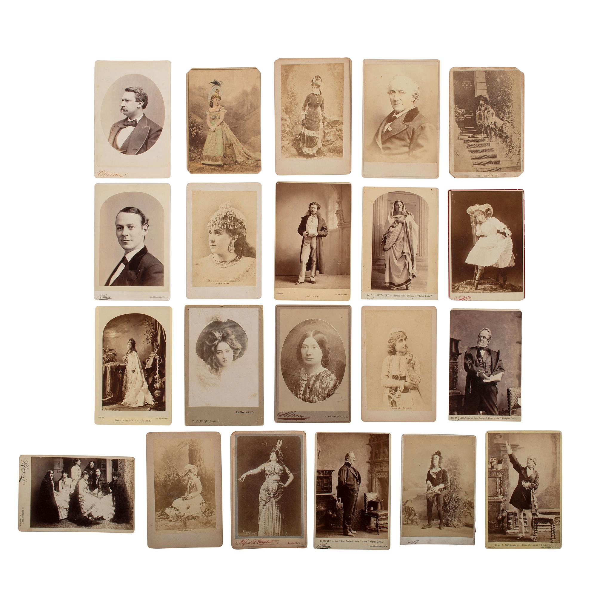 [Early Photography] Group of 56 Carte de Visites and Cabinet cards of 19th Century Performers incl. Lind, Mitchell, Keene