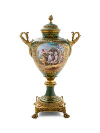 A Sèvres Style Gilt Bronze Mounted Urn