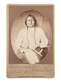 [NATIVE AMERICANS]. Sitting Bull cabinet photograph. Fort Randall, Dakota Territory: Bailey, Dix & Mead, 1882.