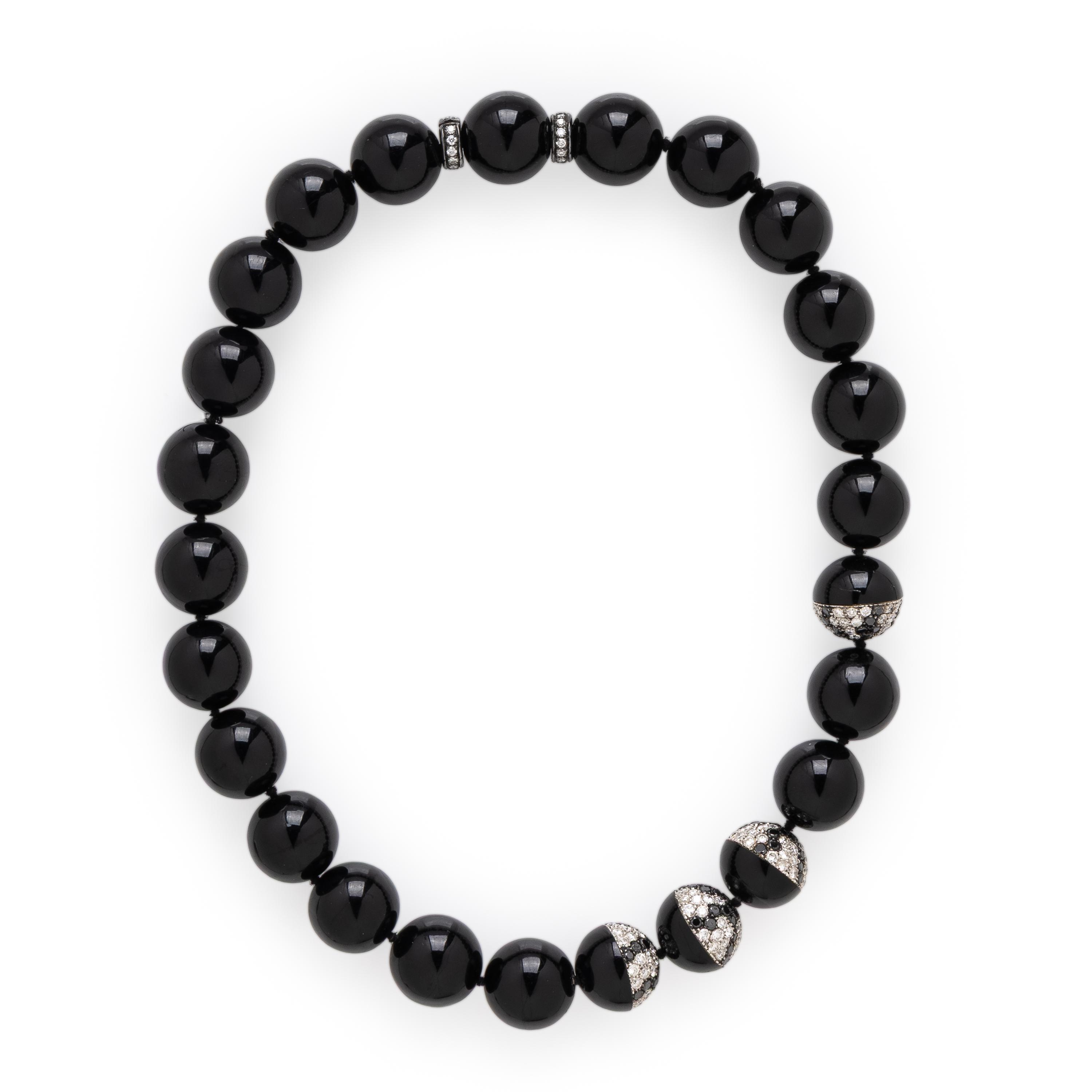 Chantecler, Onyx and Diamond Beaded Necklace