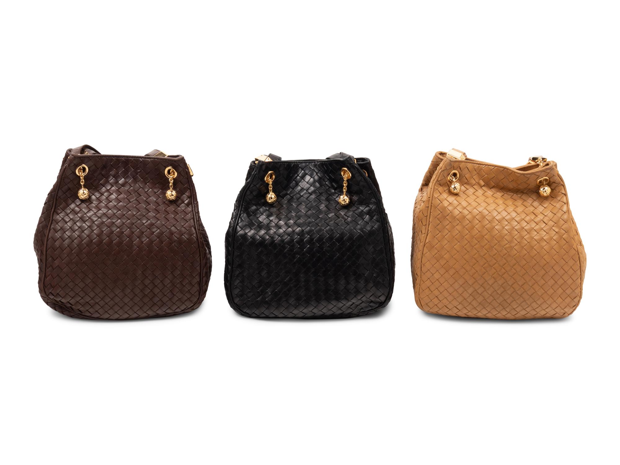 Three Bottega Veneta Leather Intrecciato Bucket Bags
