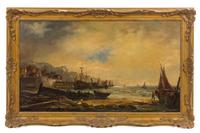 A. Hulk , BRITISH, 19TH CENTURY , Harbor with Approaching Ships
