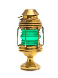 A Brass and Glass Seal, Height over handle 3 1/8 inches.