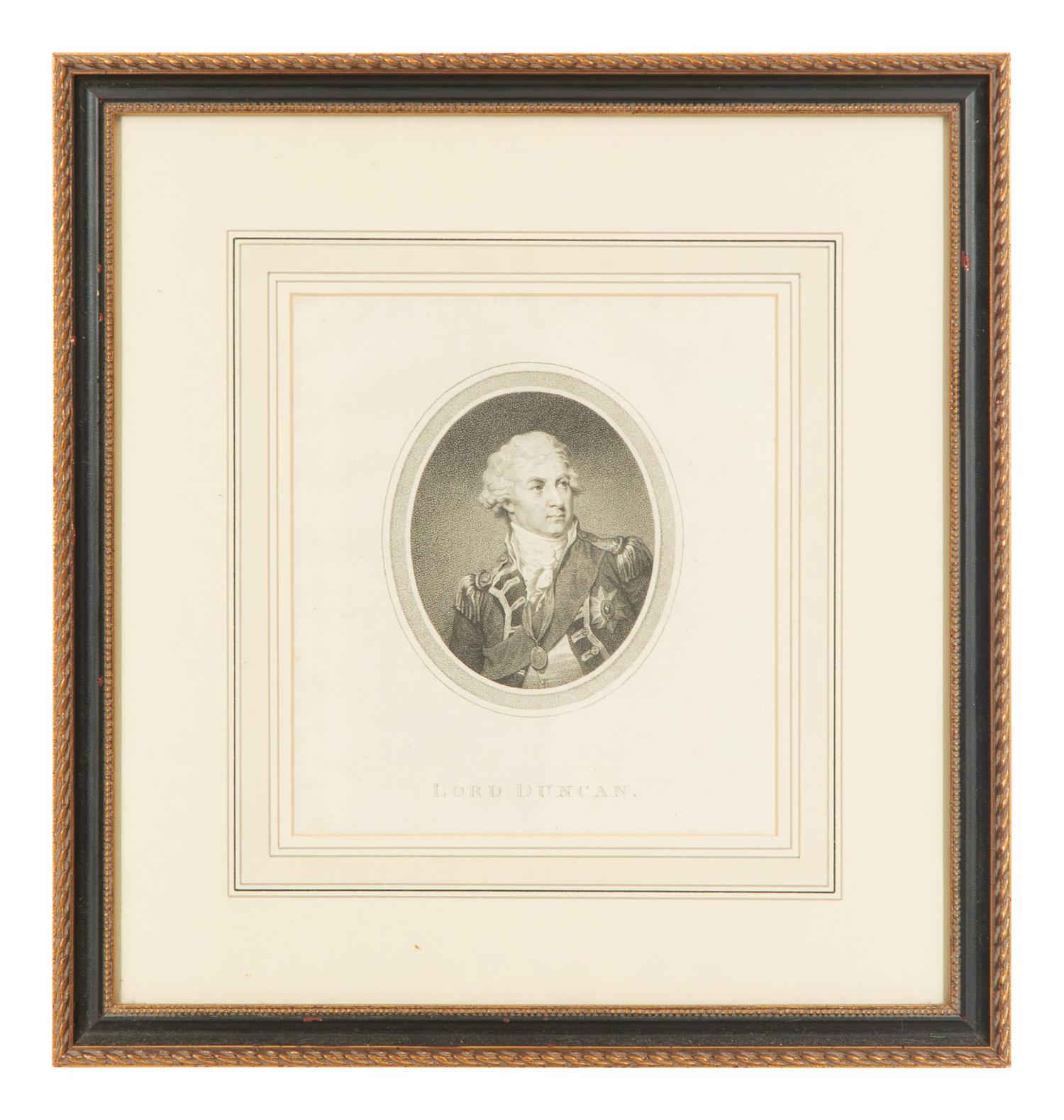 A Group of Six Framed Black and White Engravings of Famous British Figures
