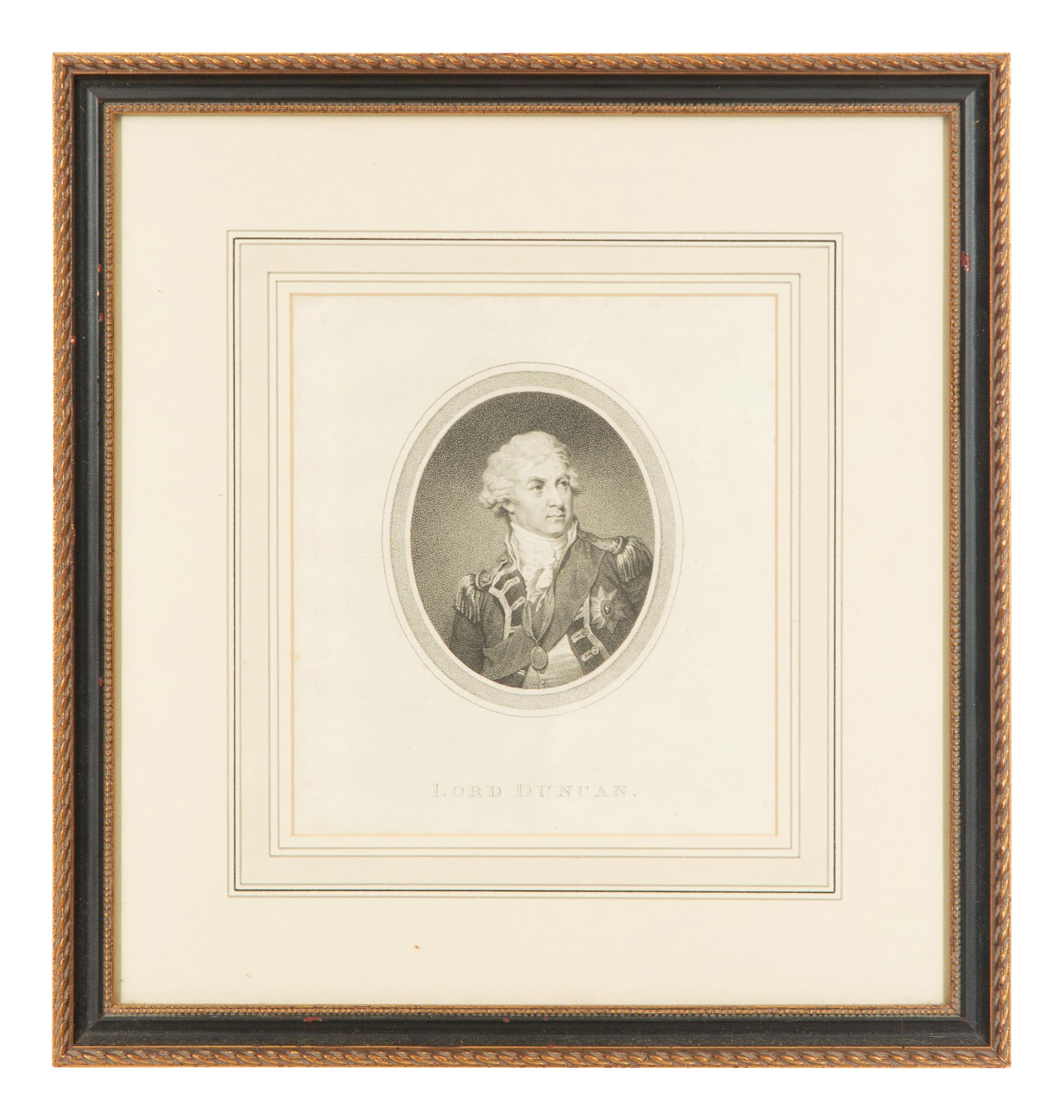 A Group of Six Framed Black and White Engravings of Famous British Figures
