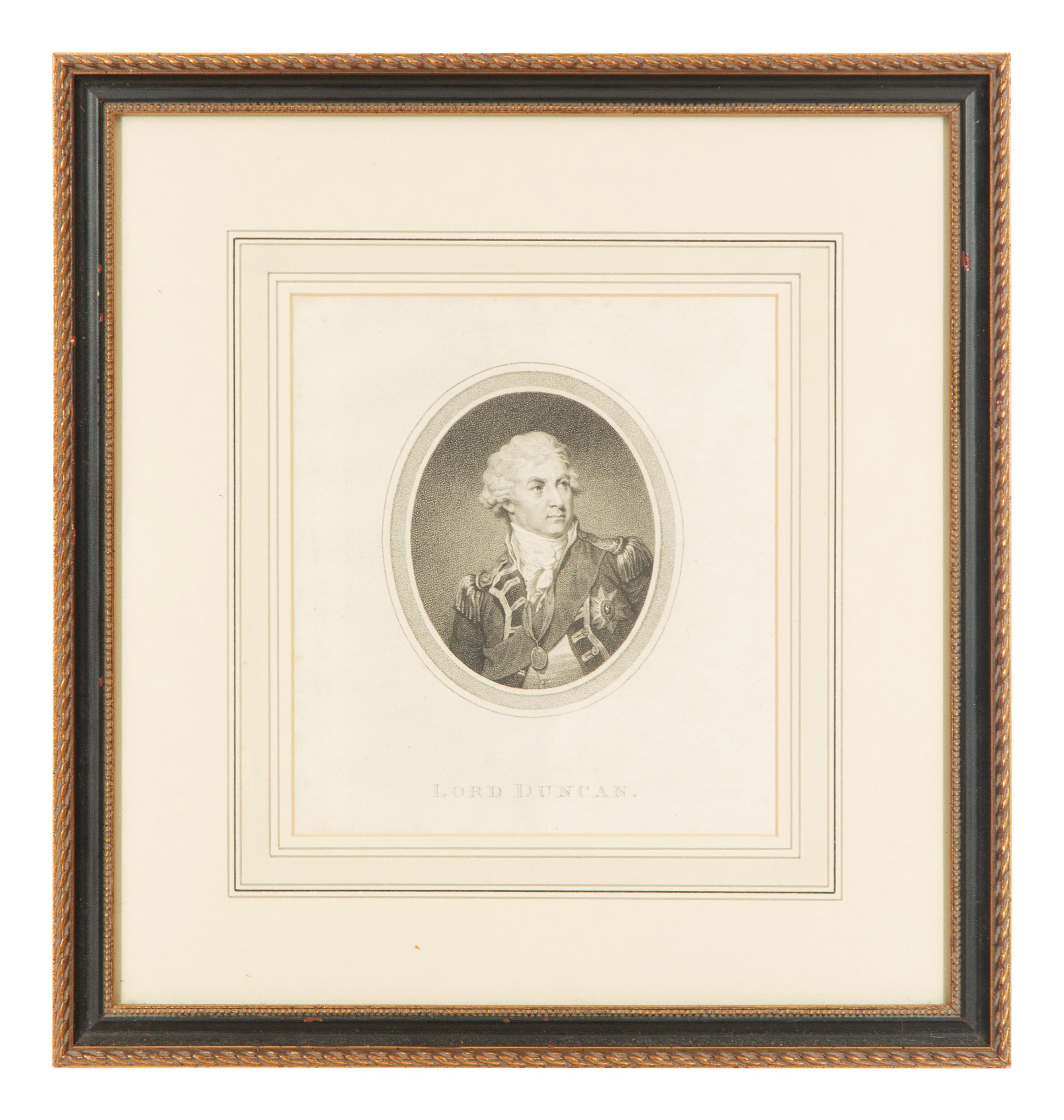 A Group of Six Framed Black and White Engravings of Famous British Figures
