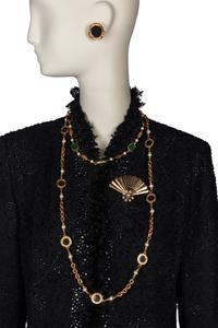 St. John Jacket, Two Necklaces, Ear Clips, and Brooch