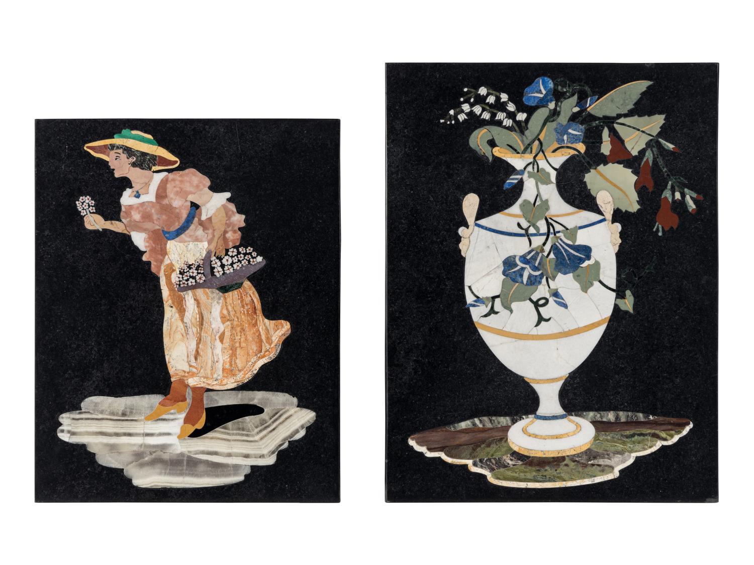 Two Continental Pietra Dura Plaques
