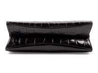 Judith Leiber Black Crocodile Handbag with Lion Release Clip