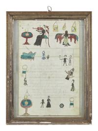 American School 19th Century, A Pair of Double-Sided Ledger Drawings